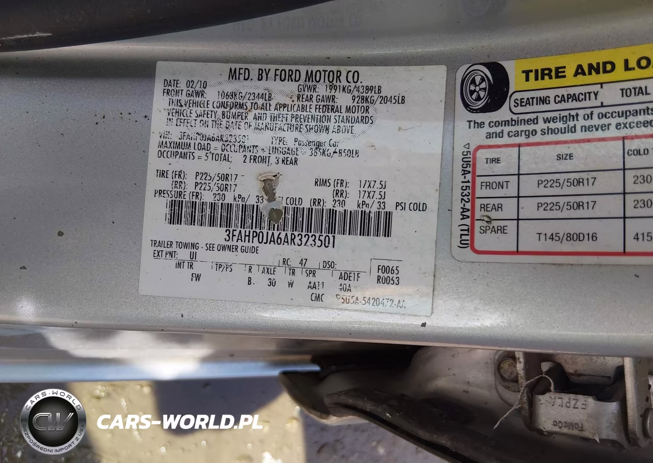 2010 Ford Fusion Sel VIN:3FAHP0JA6AR323501 - 9
