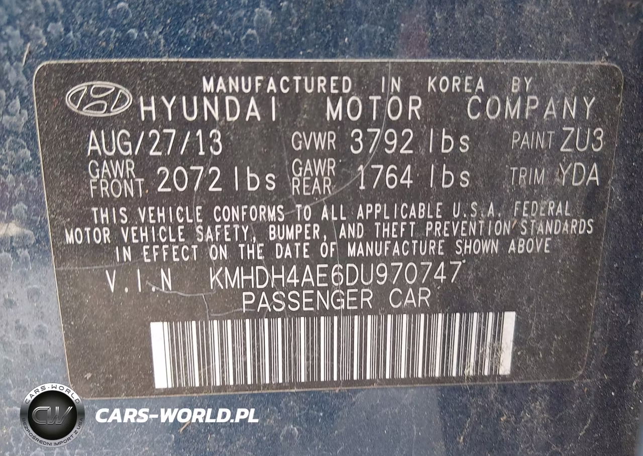 2013 Hyundai Elantra Gls VIN:KMHDH4AE6DU970747 - 9