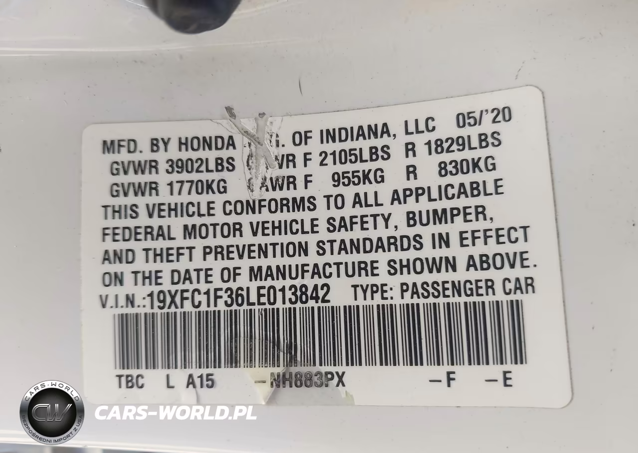 2020 Honda Civic Ex VIN:19XFC1F36LE013842 - 9