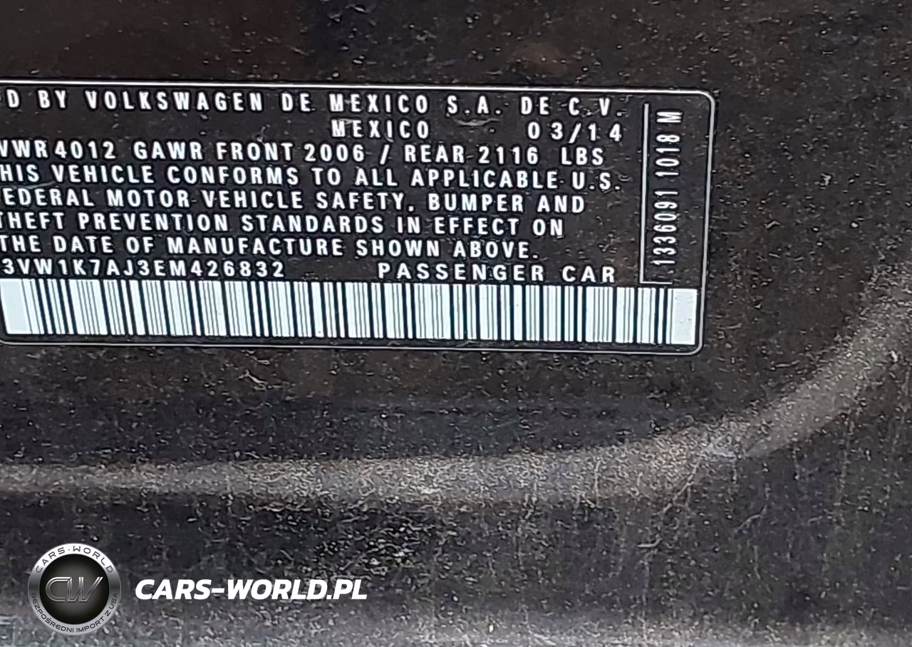 2014 Volkswagen Jetta 2.0L S VIN:3VW1K7AJ3EM426832 - 9
