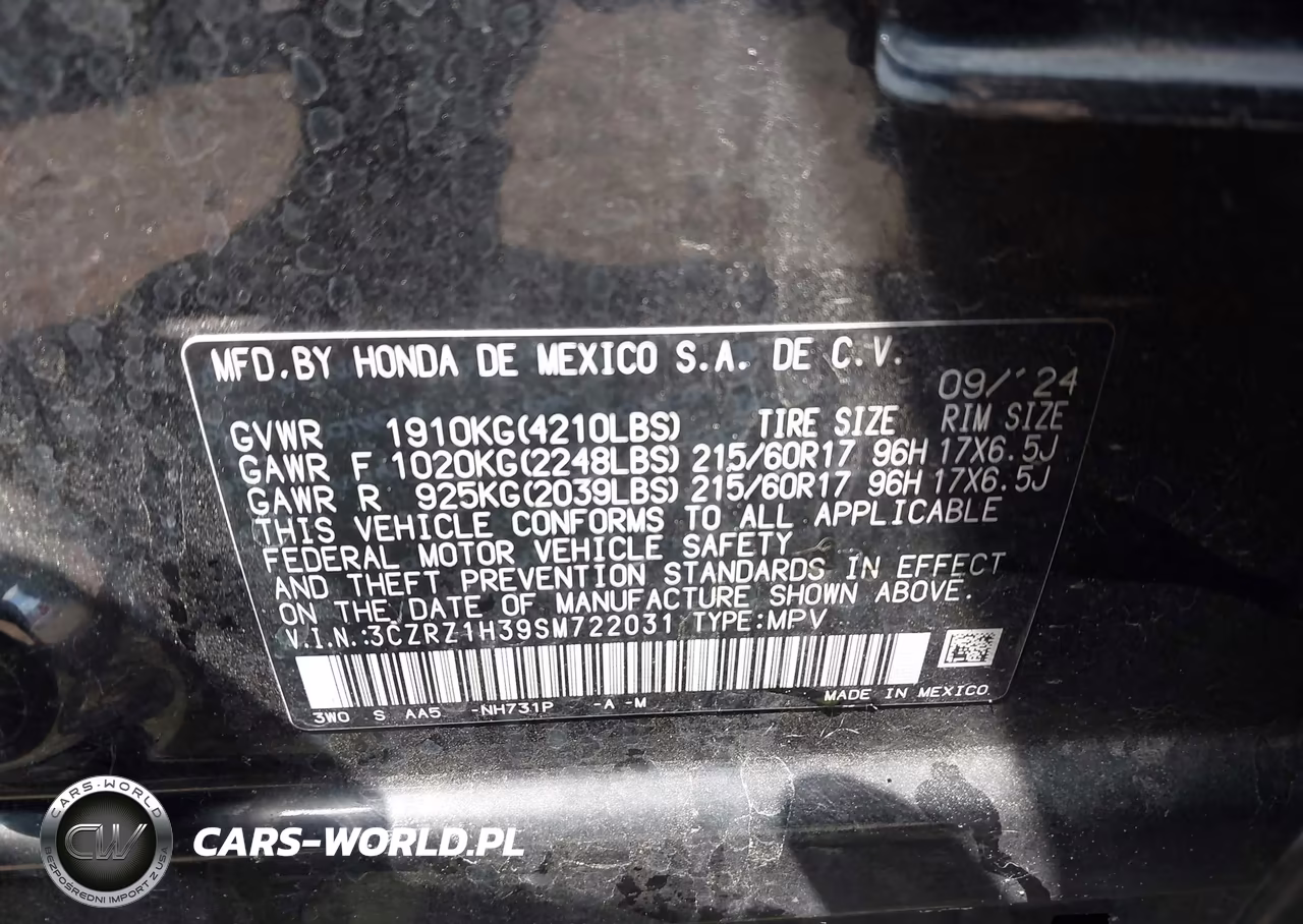 2025 Honda Hr-V 2Wd Lx VIN:3CZRZ1H39SM722031 - 9