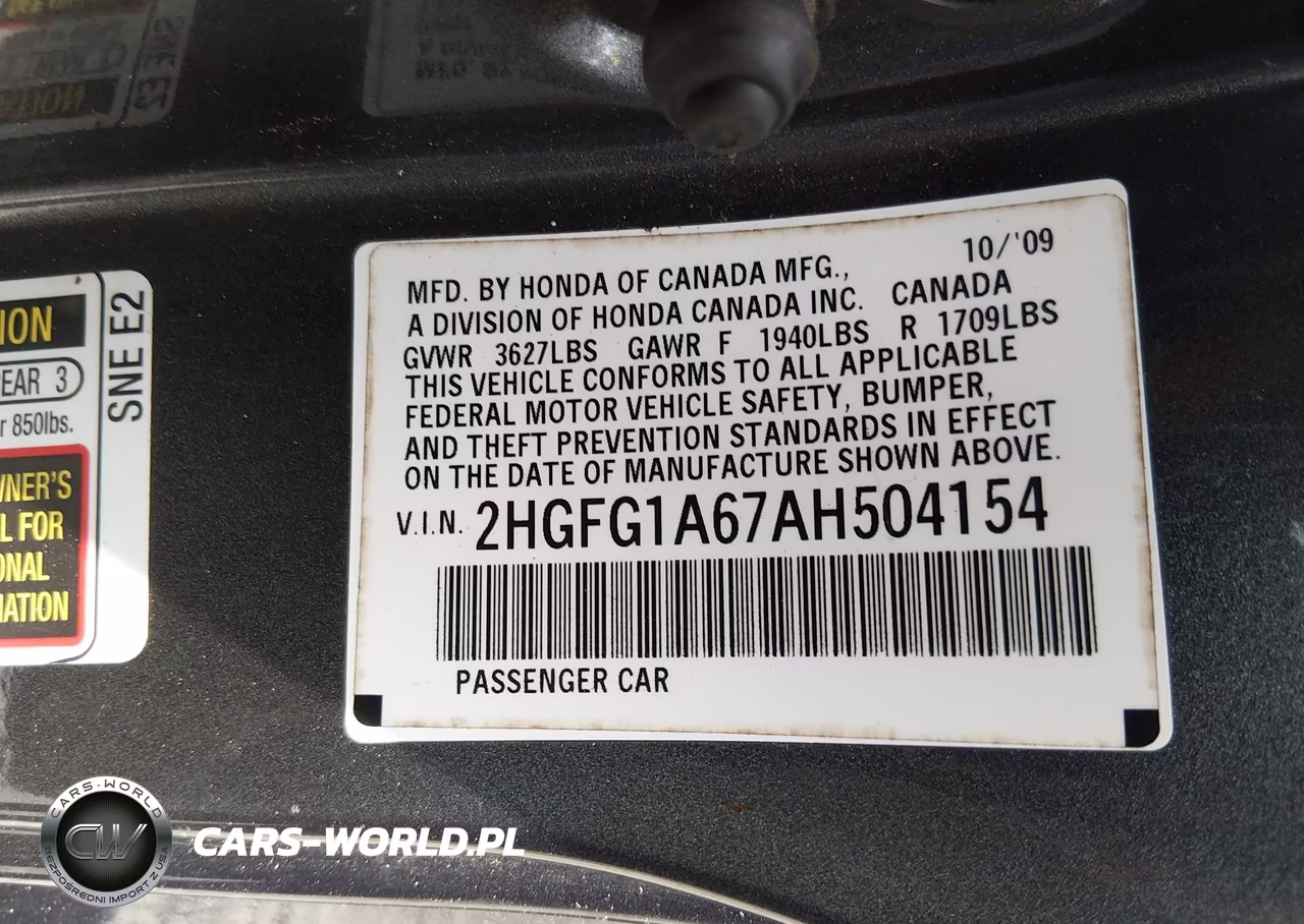 2010 Honda Civic Lx VIN:2HGFG1A67AH504154 - 9