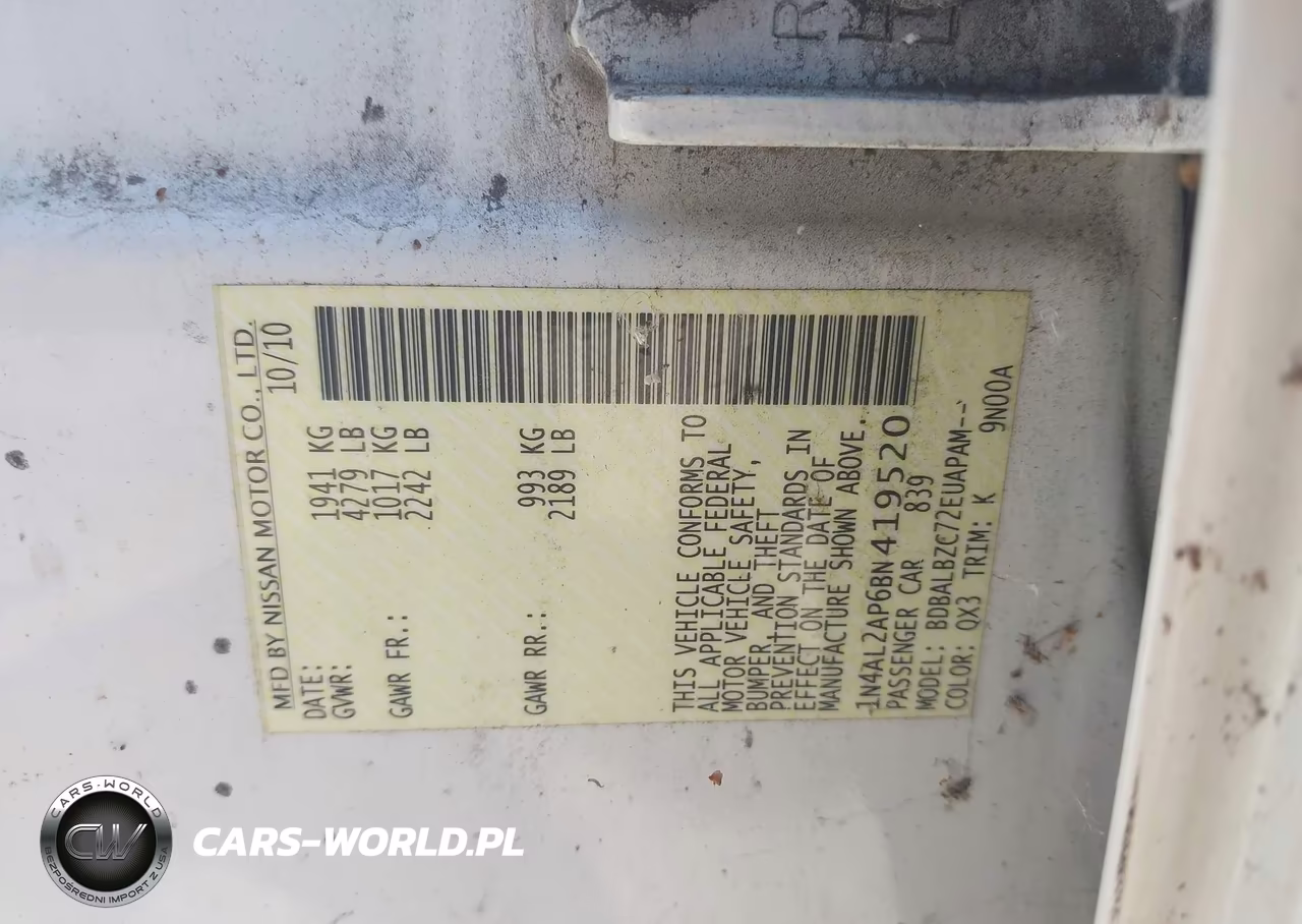 2011 Nissan Altima 2.5 S VIN:1N4AL2AP6BN419520 - 9
