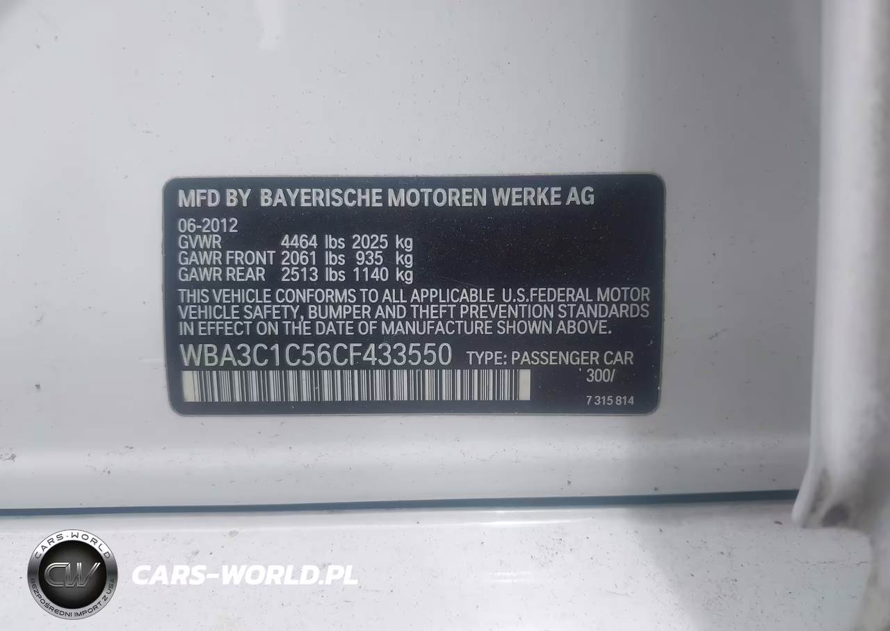 2012 BMW 328I VIN:WBA3C1C56CF433550 - 9