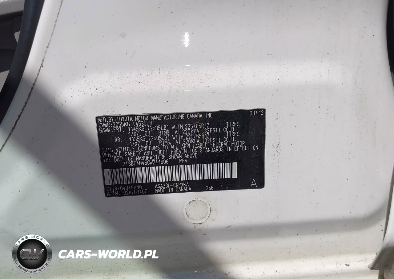 2012 Toyota Rav4 VIN:2T3BF4DV5CW241606 - 9