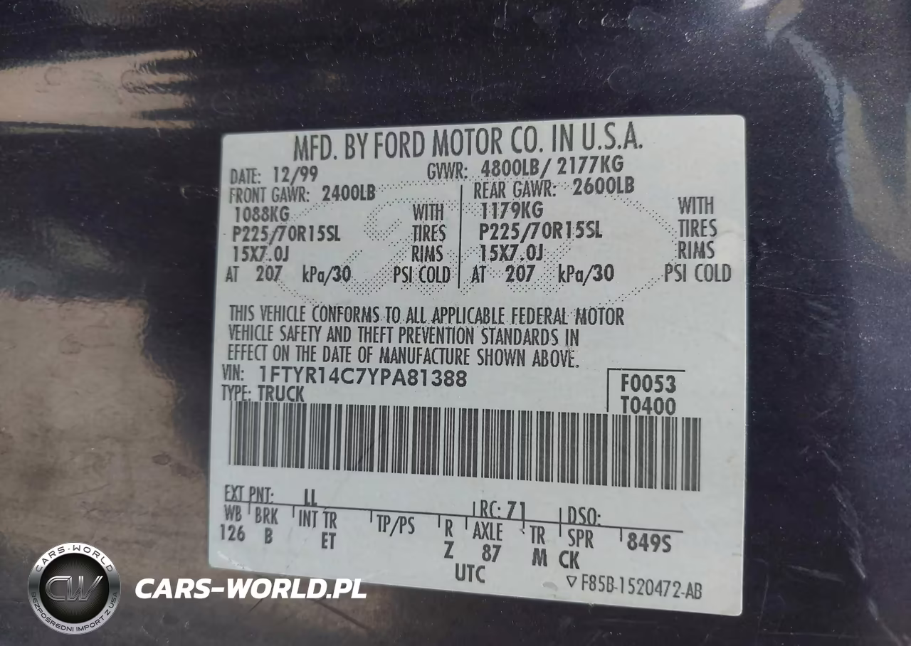 2000 Ford Ranger Xl-Xlt VIN:1FTYR14C7YPA81388 - 9
