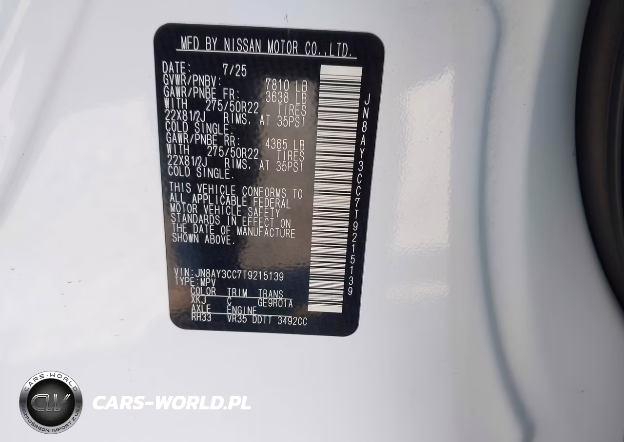 2026 Nissan Armada Platinum Reserve VIN:JN8AY3CC7T9215139 - 9