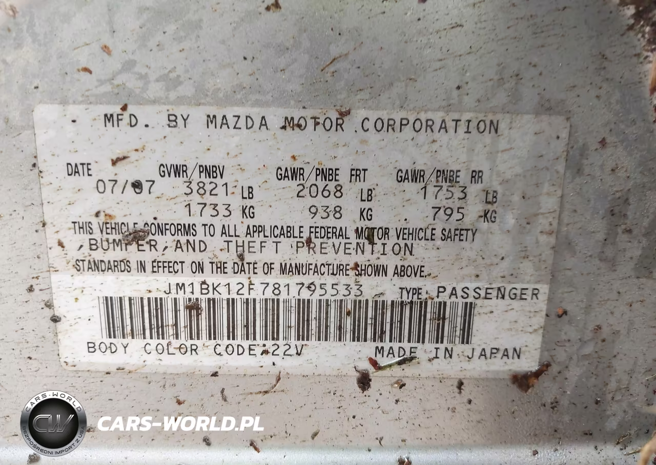 2008 Mazda Mazda3 I VIN:JM1BK12F781795533 - 9
