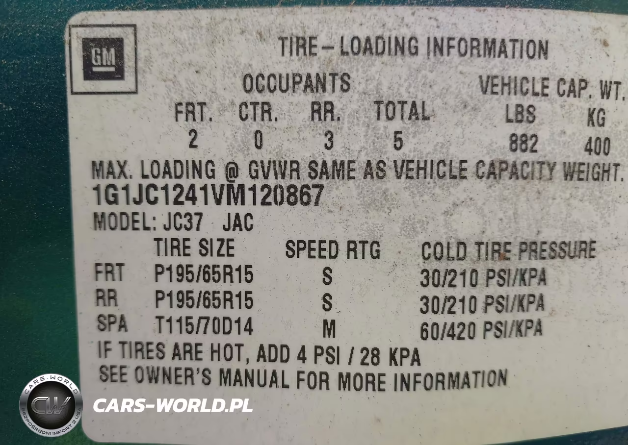 1997 Chevrolet Cavalier VIN:1G1JC1241VM120867 - 9