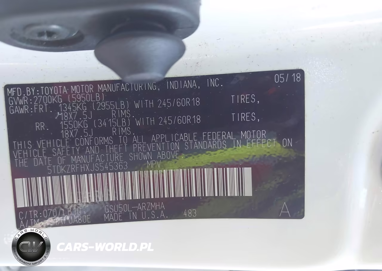 2018 Toyota Highlander Xle VIN:5TDKZRFHXJS545363 - 9