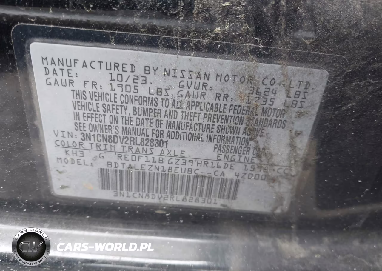 2024 Nissan Versa 1.6 S VIN:3N1CN8DV2RL828301 - 9