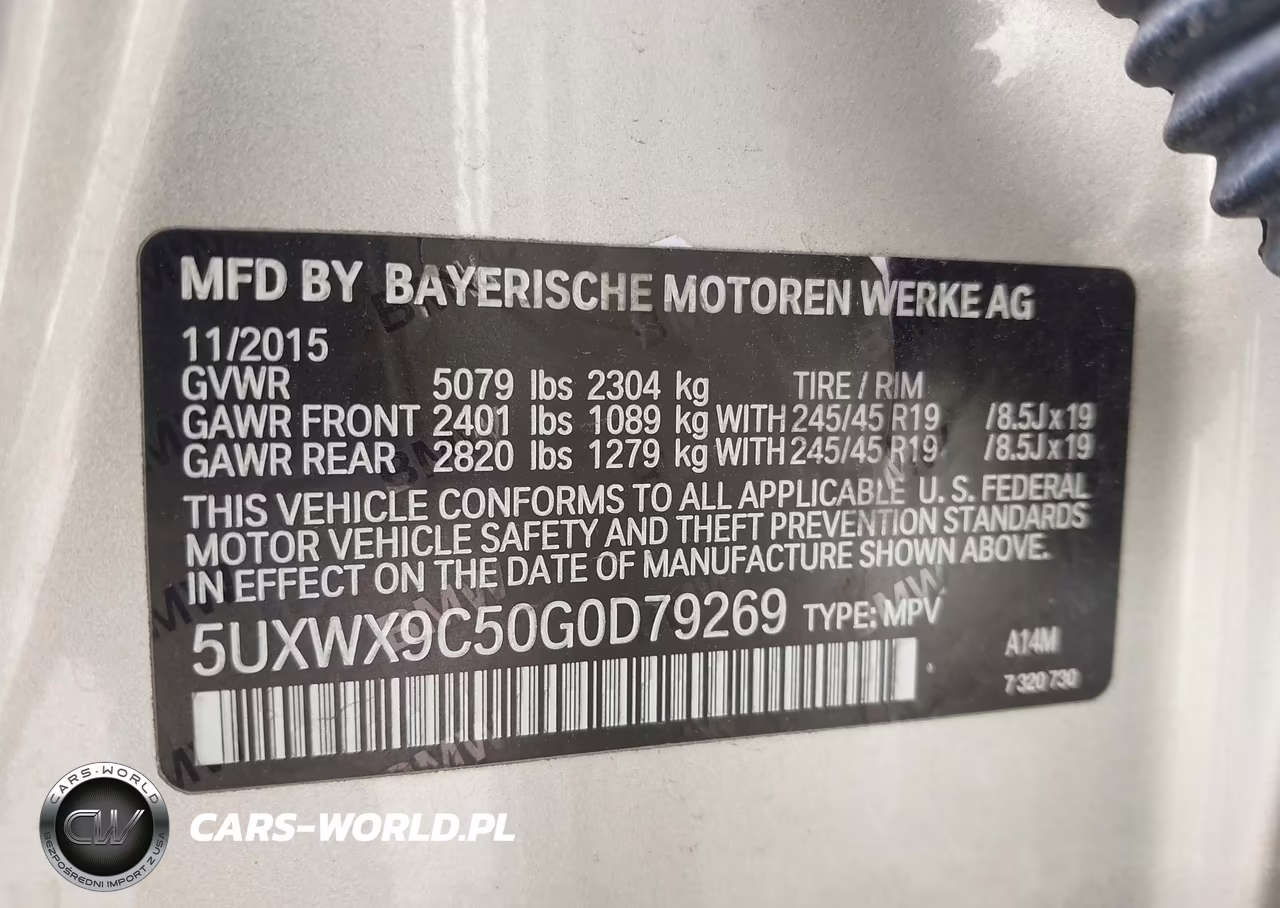2016 BMW X3 xDrive28I VIN:5UXWX9C50G0D79269 - 9