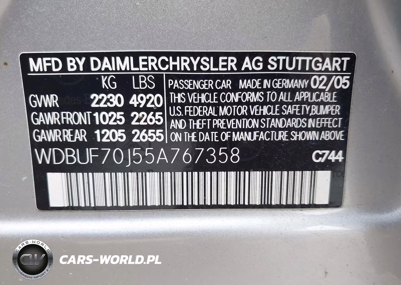 2005 Mercedes-Benz E 500 VIN:WDBUF70J55A767358 - 9