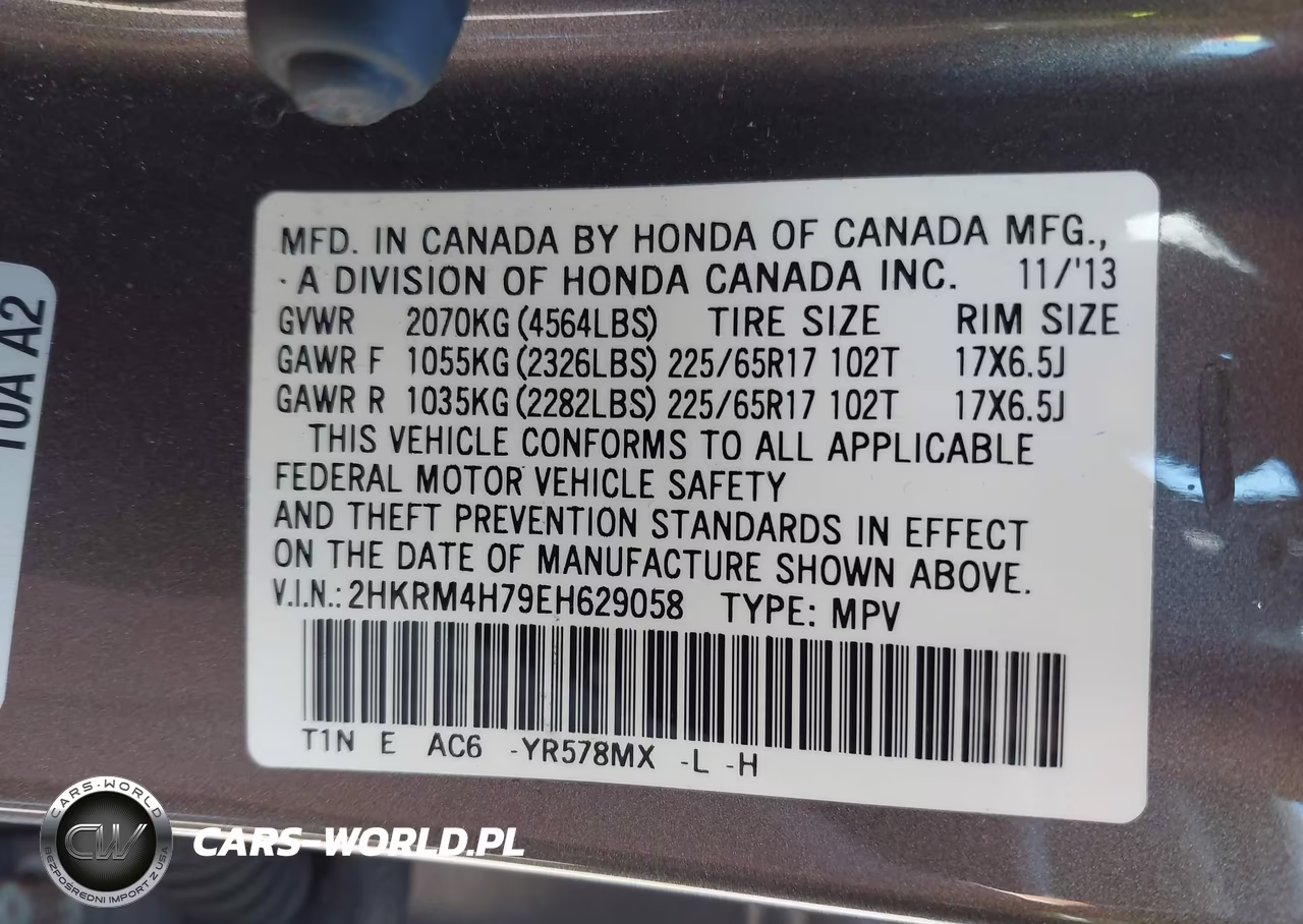2014 Honda Cr-V Ex-L VIN:2HKRM4H79EH629058 - 9