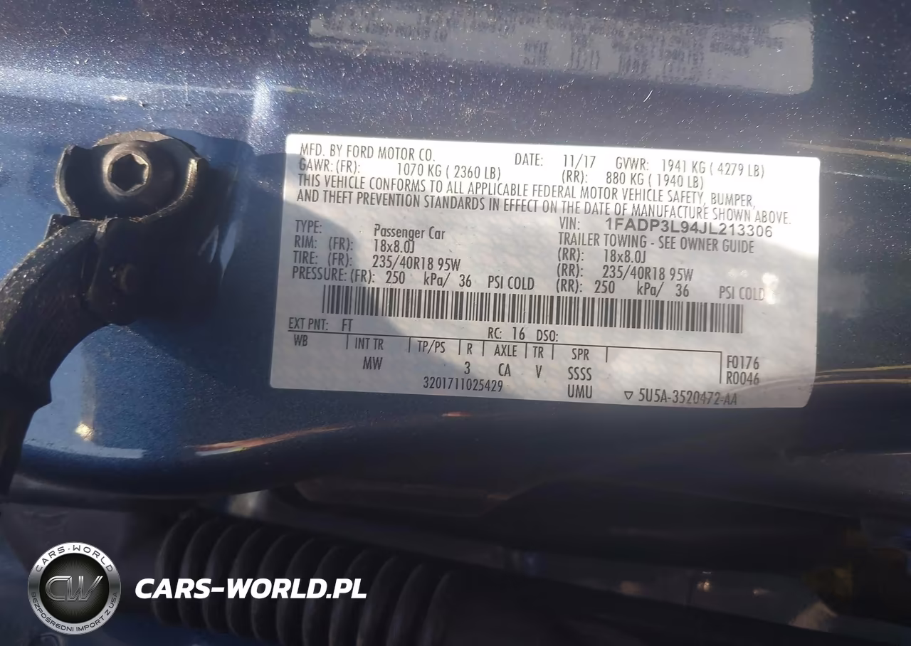2018 Ford 4 Door Sedan VIN:1FADP3L94JL213306 - 9