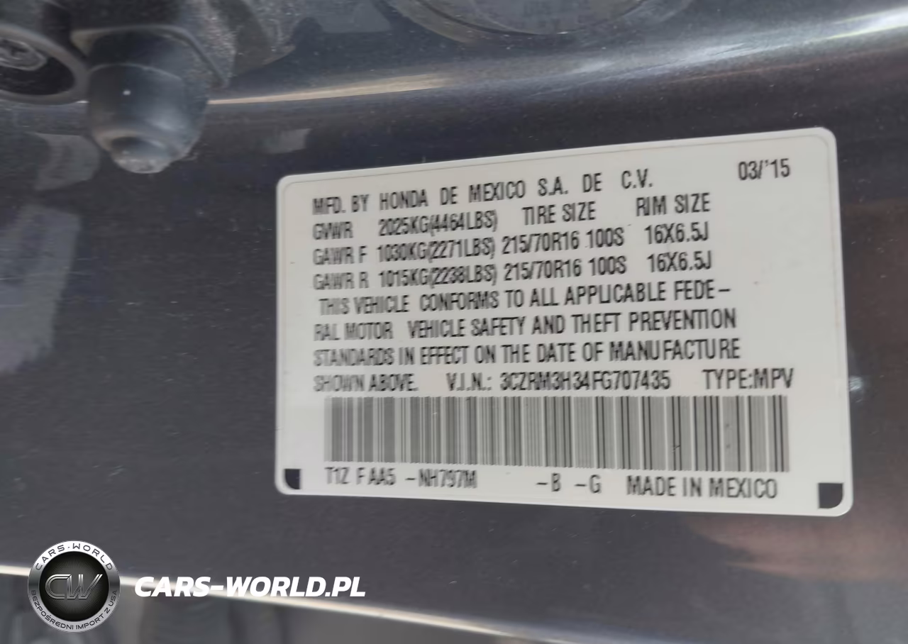 2015 Honda Cr-V Lx VIN:3CZRM3H34FG707435 - 9