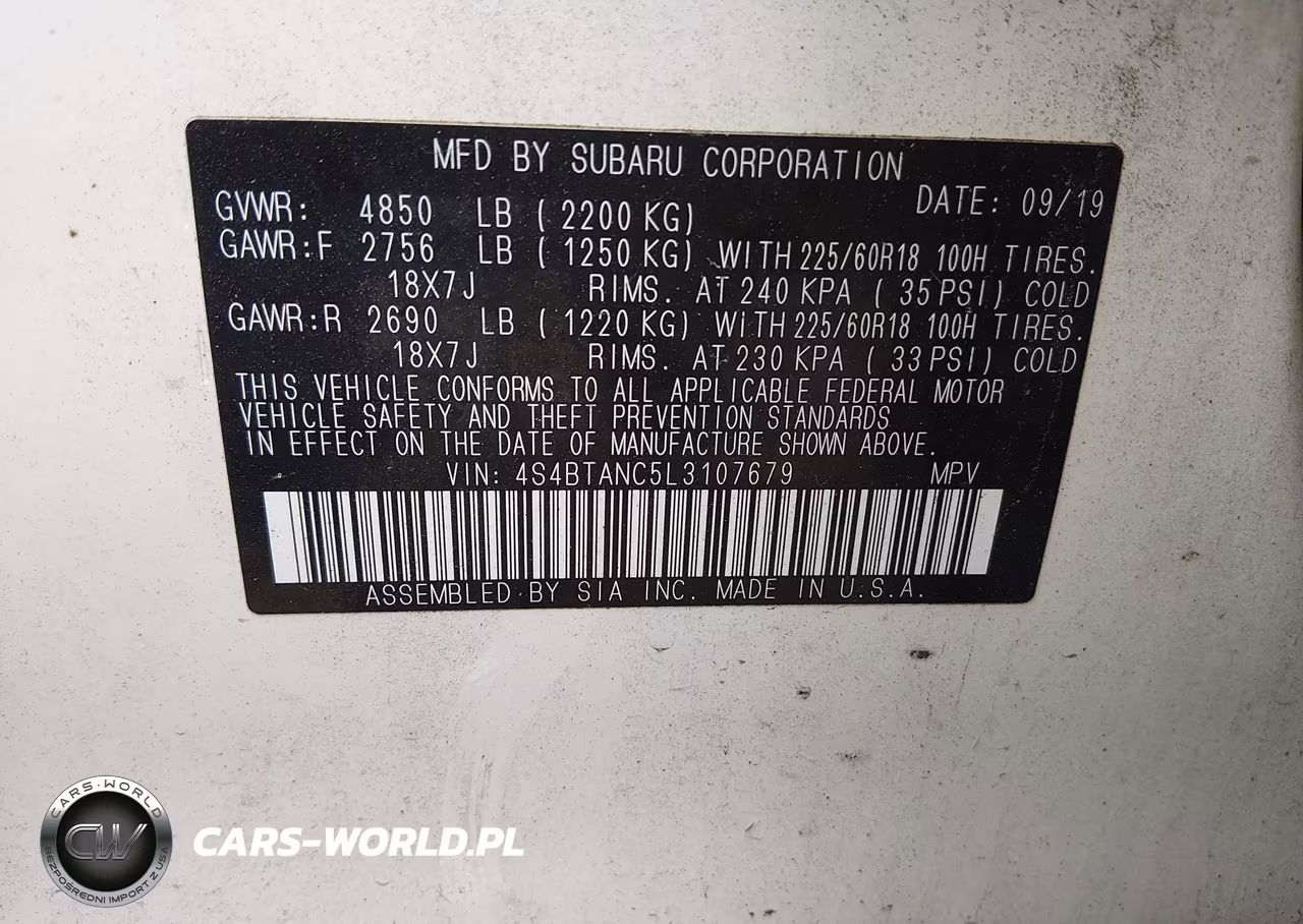 2020 Subaru Outback Limited VIN:4S4BTANC5L3107679 - 9