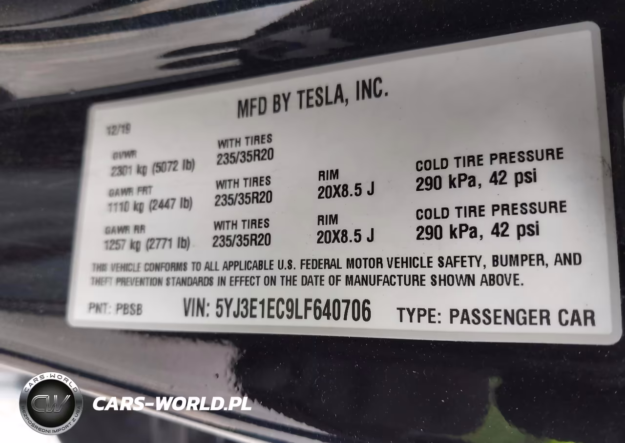 2020 Tesla Model 3 Performance Dual Motor All-Wheel Drive VIN:5YJ3E1EC9LF640706 - 9