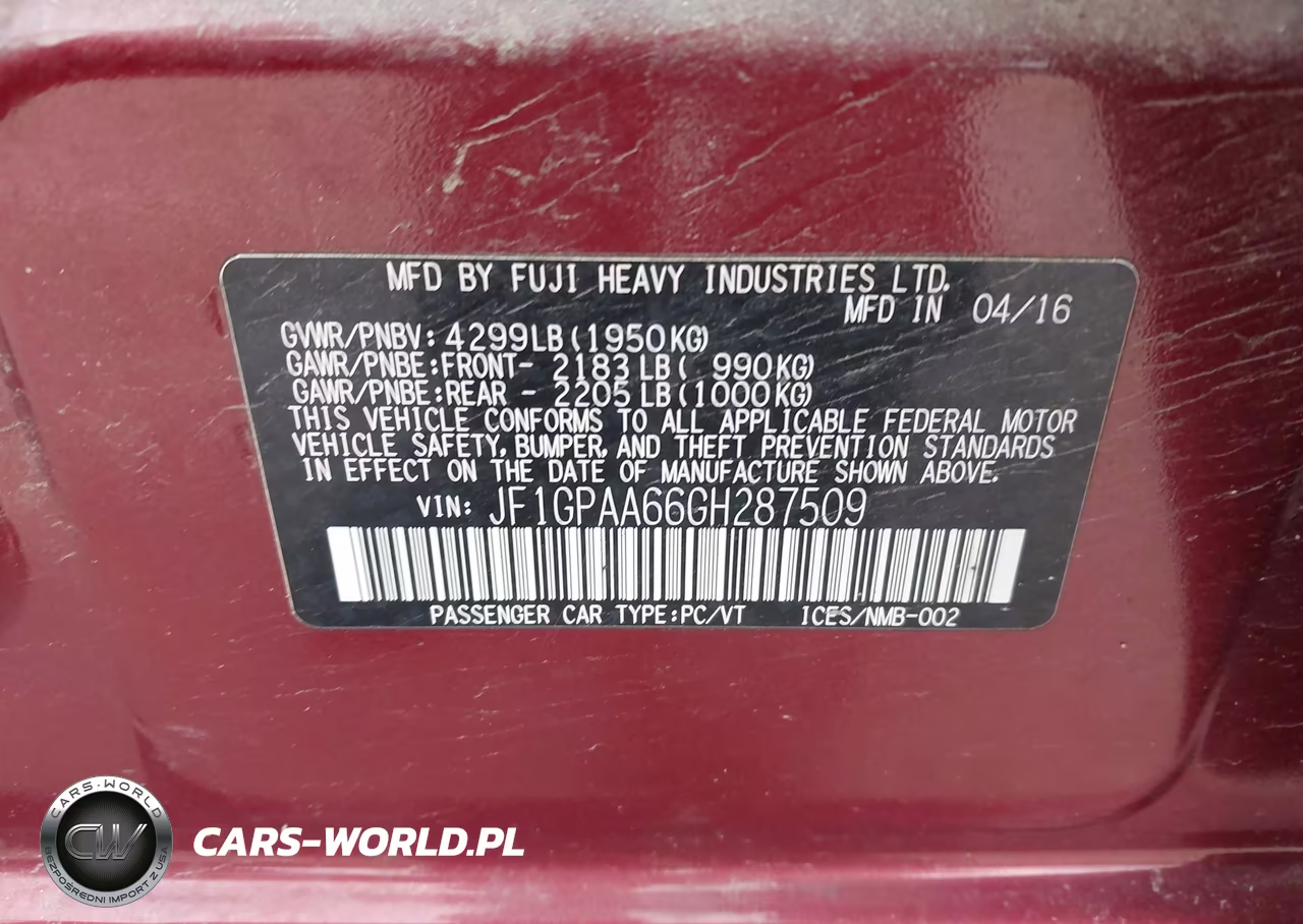 2016 Subaru Impreza 2.0I VIN:JF1GPAA66GH287509 - 9