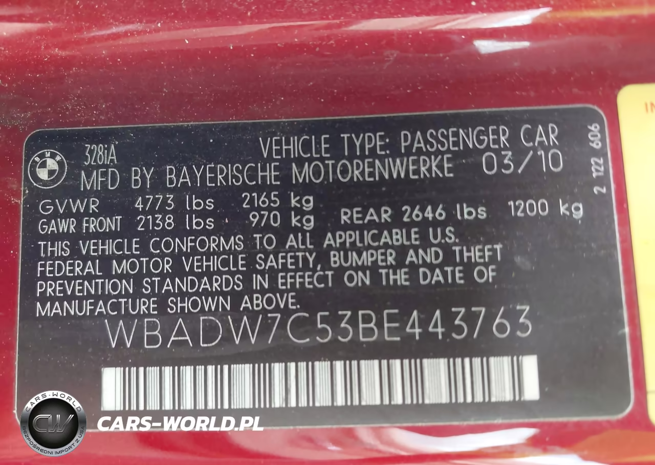 2011 BMW 328I VIN:WBADW7C53BE443763 - 9