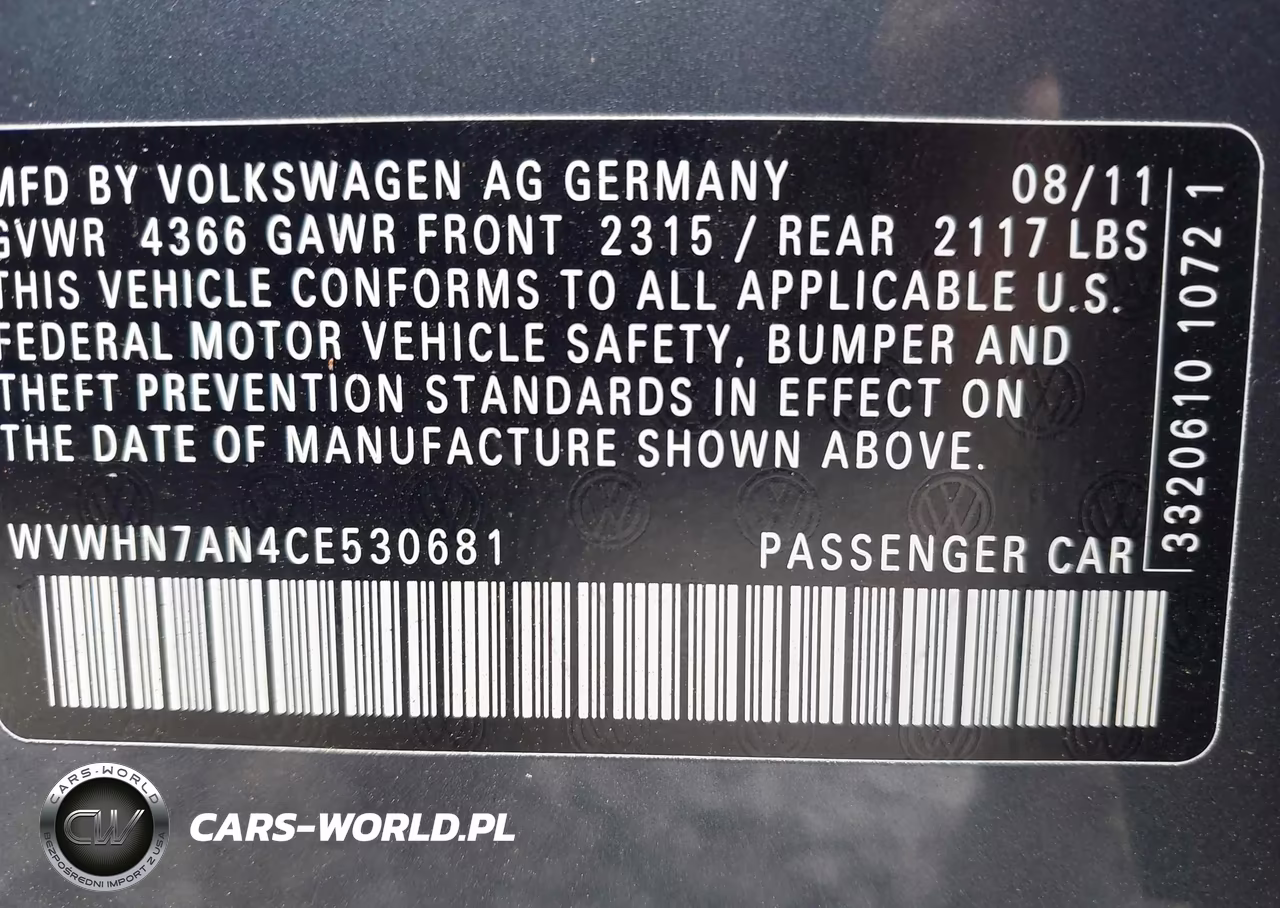 2012 Volkswagen Cc Lux Plus VIN:WVWHN7AN4CE530681 - 9