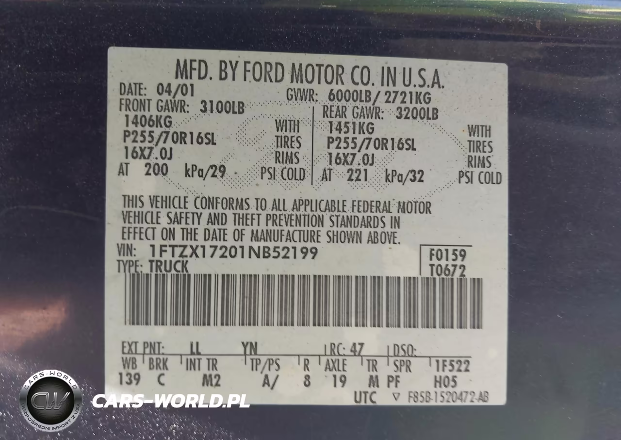 2001 Ford F-150 Xl-Xlt VIN:1FTZX17201NB52199 - 9