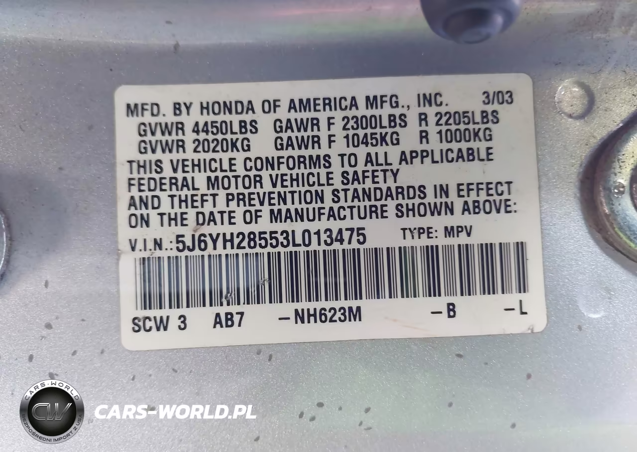 2003 Honda Element Ex VIN:5J6YH28553L013475 - 9