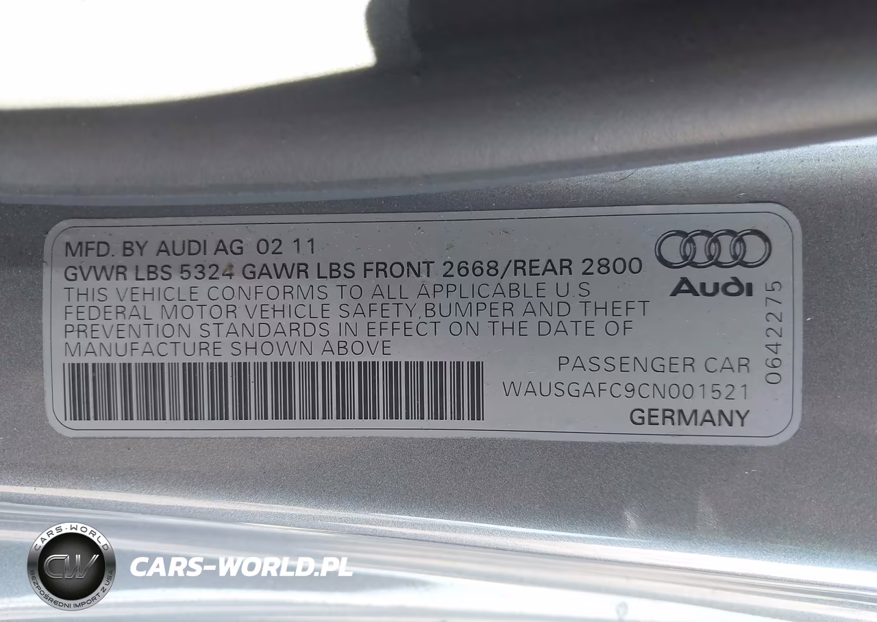 2012 Audi A7 Premium VIN:WAUSGAFC9CN001521 - 9
