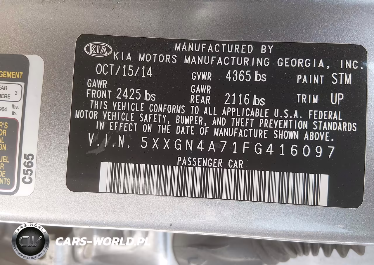 2015 Kia Optima Ex VIN:5XXGN4A71FG416097 - 9