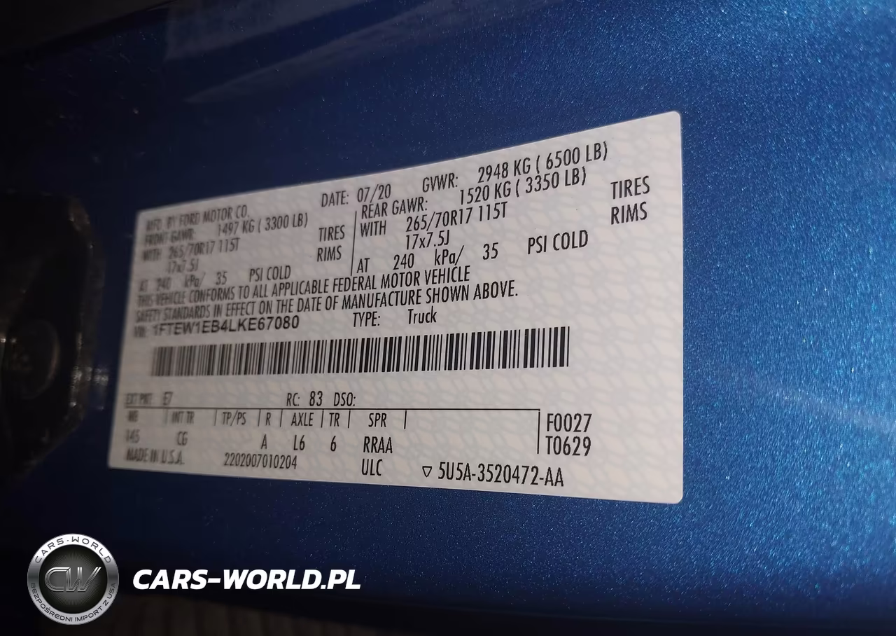 2020 Ford F-150 Xl VIN:1FTEW1EB4LKE67080 - 9