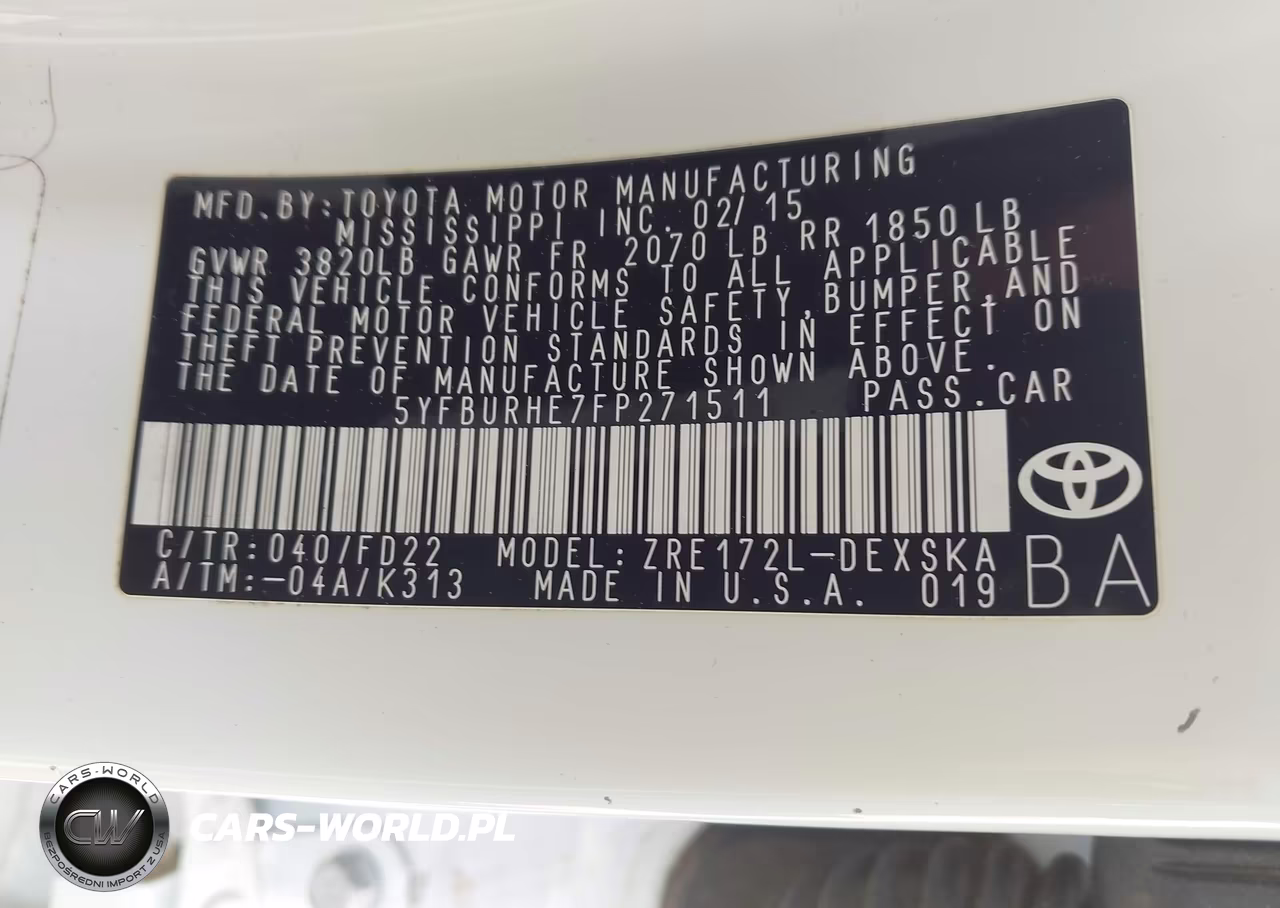 2015 Toyota Corolla S VIN:5YFBURHE7FP271511 - 9
