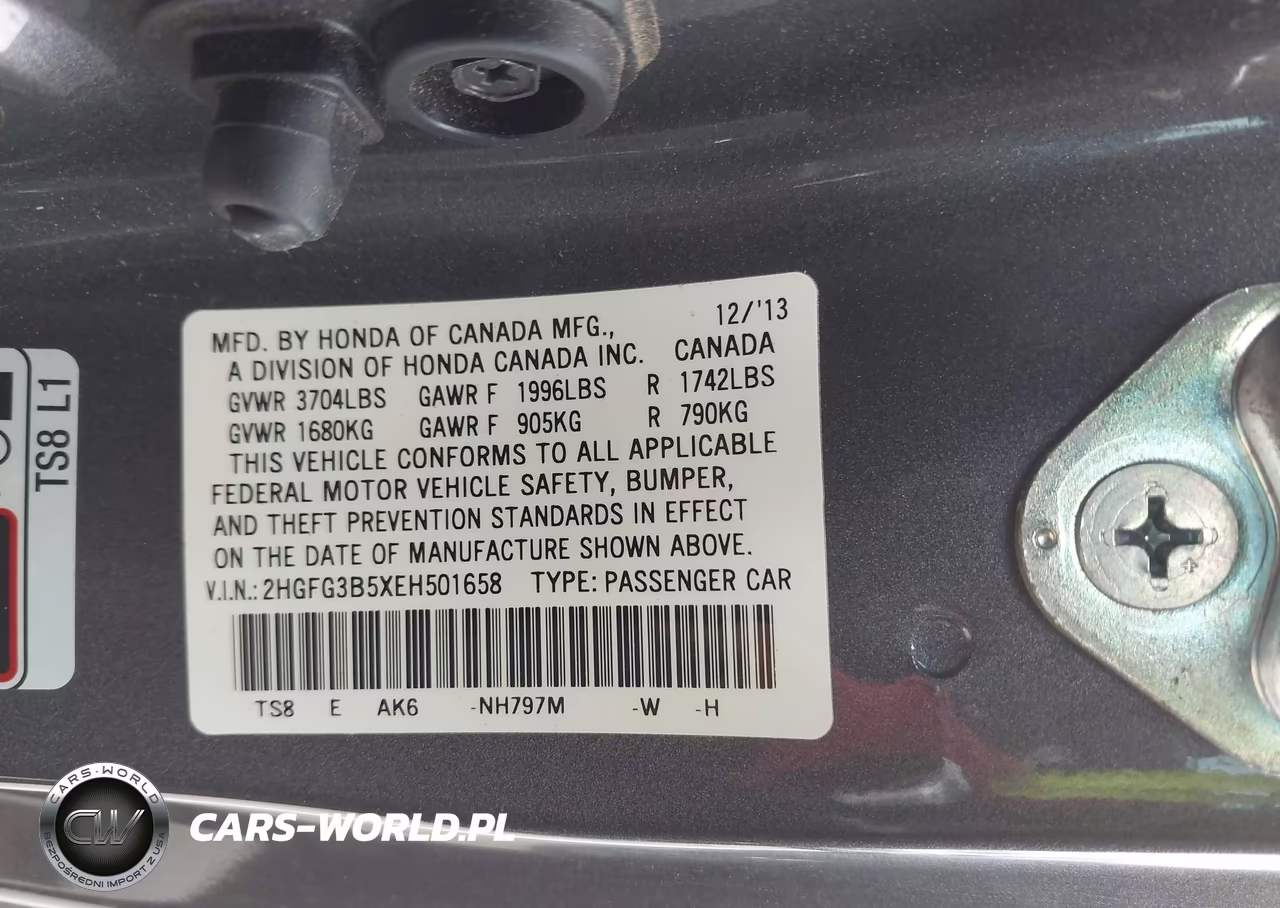2014 Honda Civic Lx VIN:2HGFG3B5XEH501658 - 9
