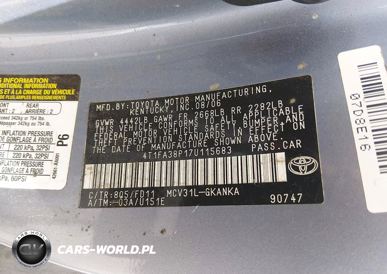 2007 Toyota Camry Solara Sport VIN:4T1FA38P17U115683 - 9