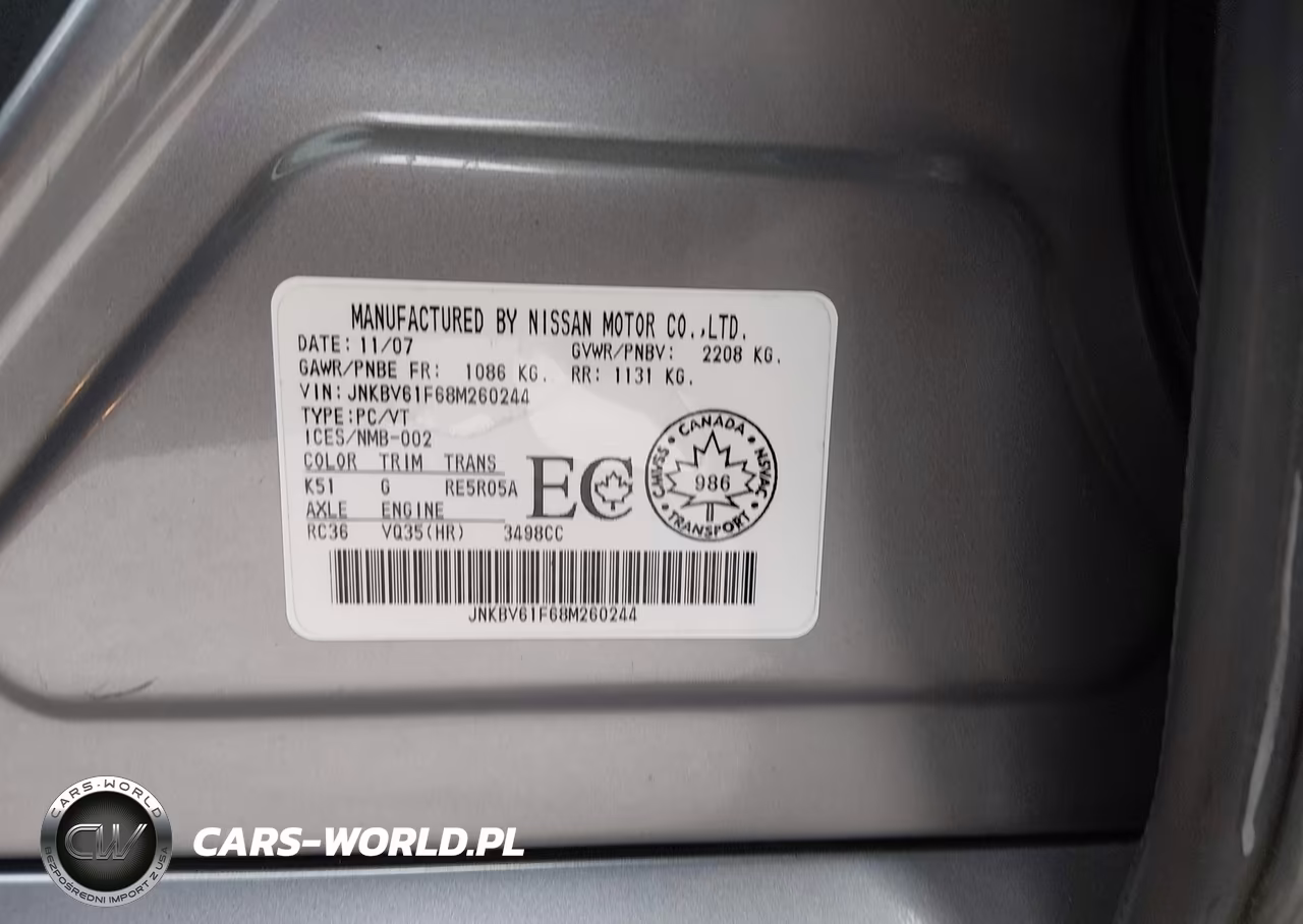 2008 Infiniti G35X VIN:JNKBV61F68M260244 - 9