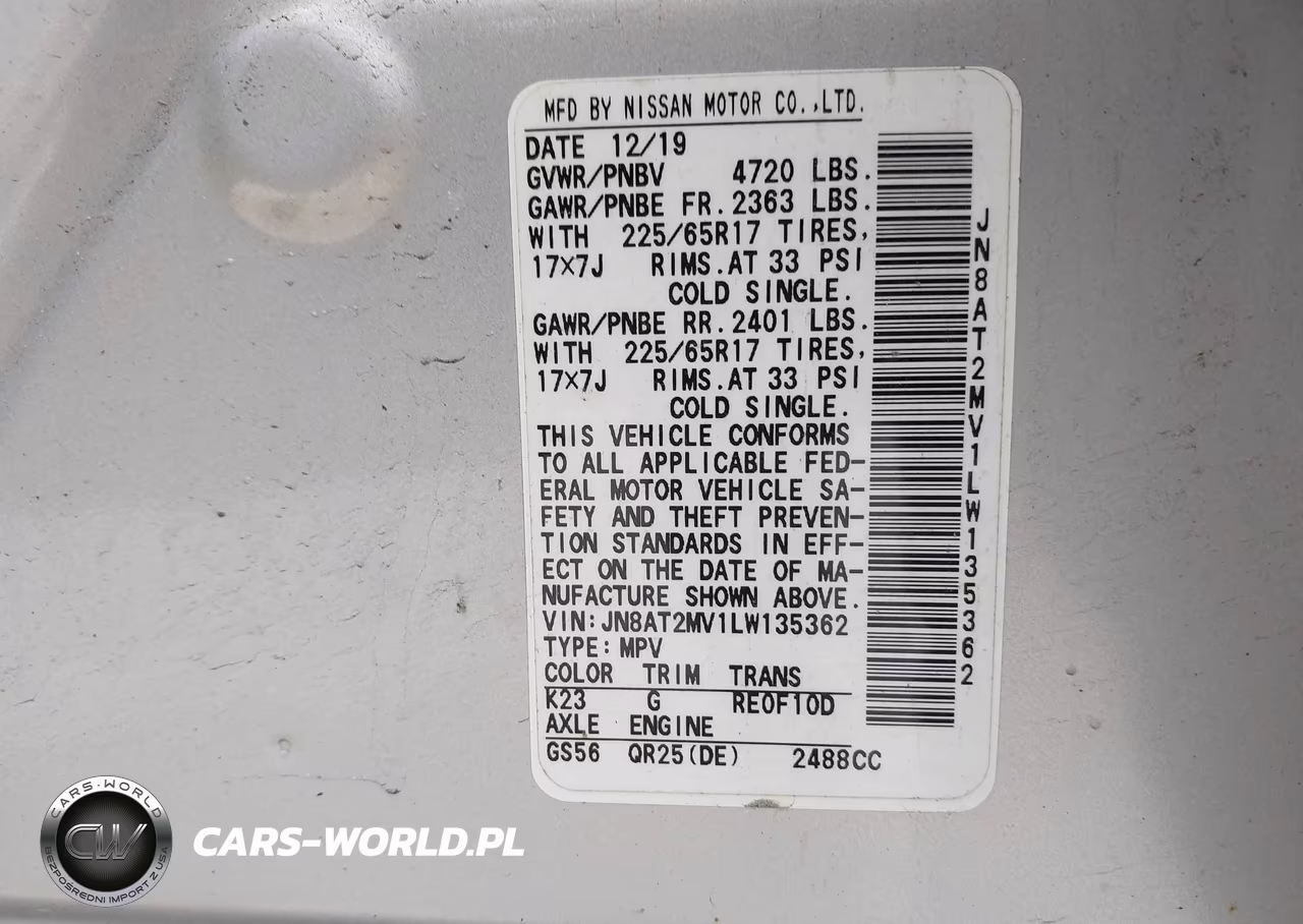 2020 Nissan Rogue Sv Intelligent Awd VIN:JN8AT2MV1LW135362 - 9