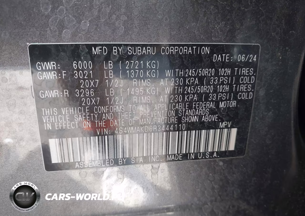 2024 Subaru Ascent Onyx Edition Limited 7-Passenger VIN:4S4WMAKD6R3444110 - 9
