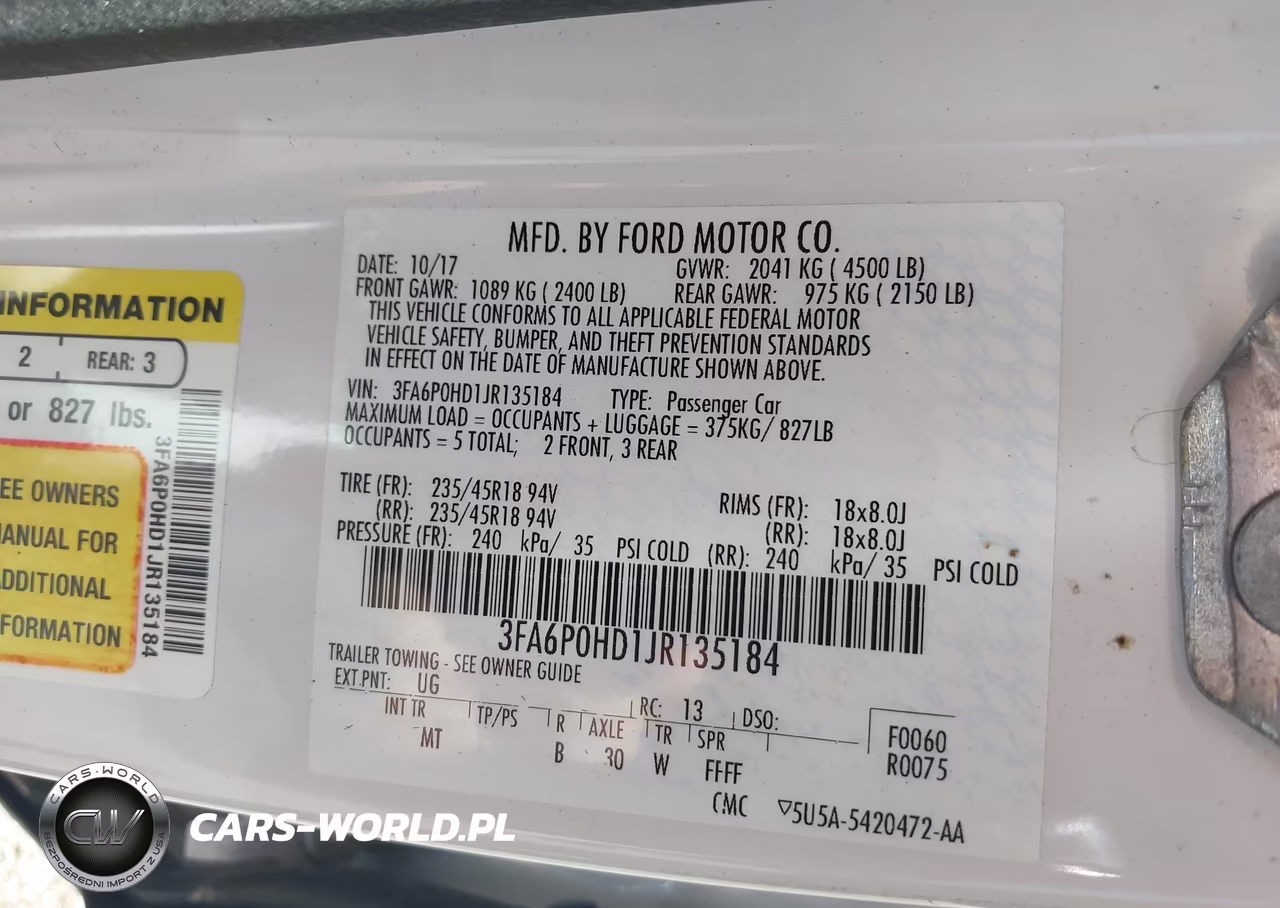 2018 Ford Fusion Se VIN:3FA6P0HD1JR135184 - 9