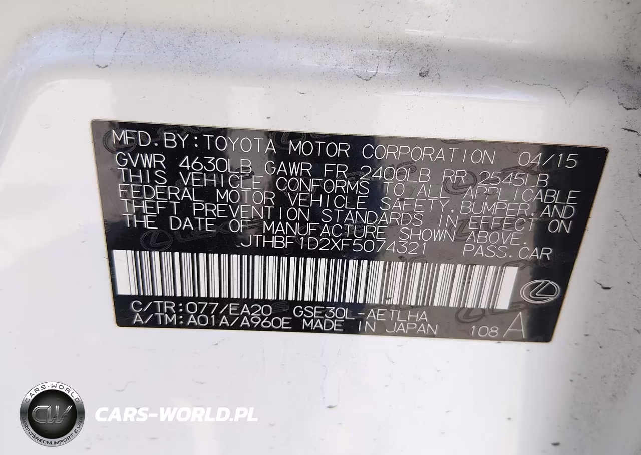 2015 Lexus Is 250 VIN:JTHBF1D2XF5074321 - 9