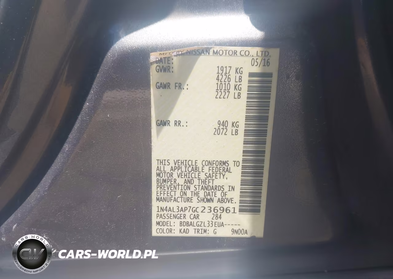 2016 Nissan Altima 2.5 VIN:1N4AL3AP7GC236961 - 9