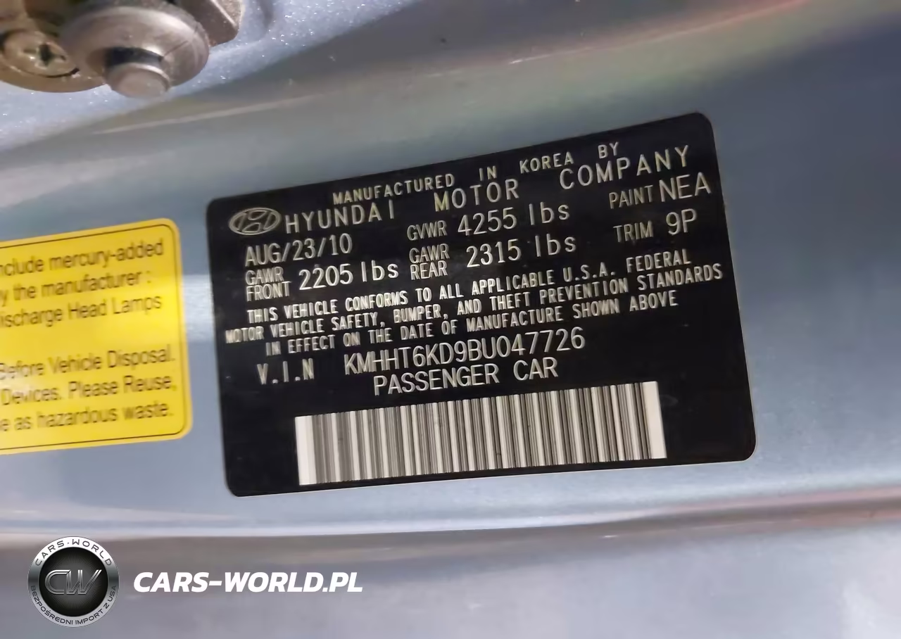 2011 Hyundai Genesis 2.0T Premium VIN:KMHHT6KD9BU047726 - 9