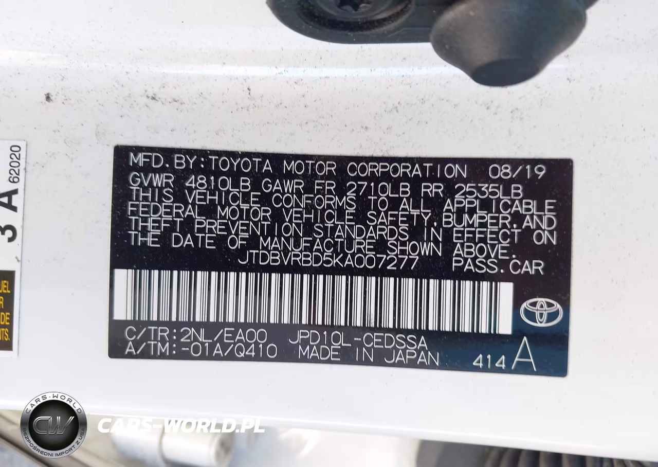 2019 Toyota Mirai VIN:JTDBVRBD5KA007277 - 9
