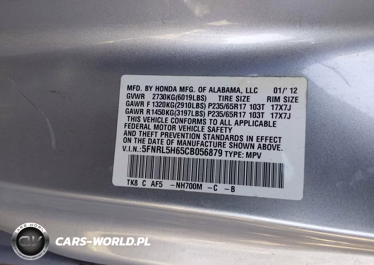 2012 Honda Odyssey Ex-L VIN:5FNRL5H65CB056879 - 9