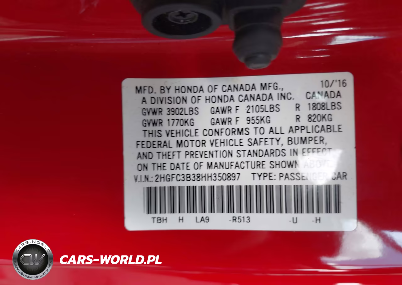 2017 Honda Civic Ex-T VIN:2HGFC3B38HH350897 - 9