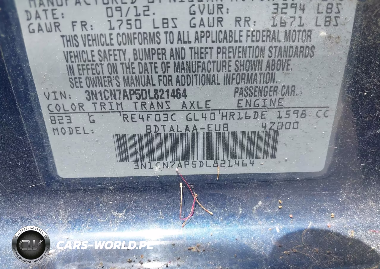 2013 Nissan Versa 1.6 S VIN:3N1CN7AP5DL821464 - 9