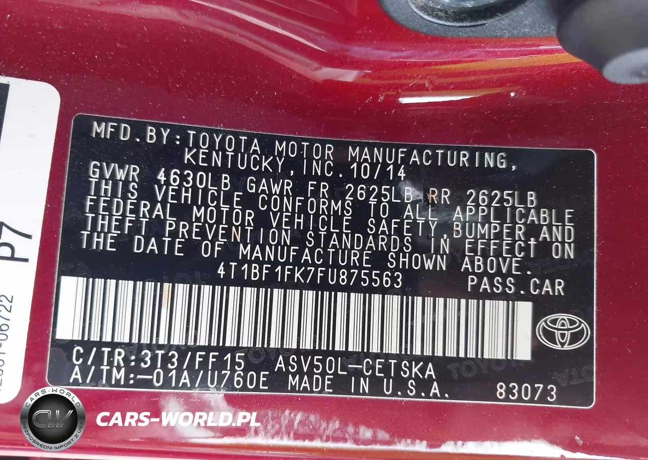 2015 Toyota Camry Se VIN:4T1BF1FK7FU875563 - 9