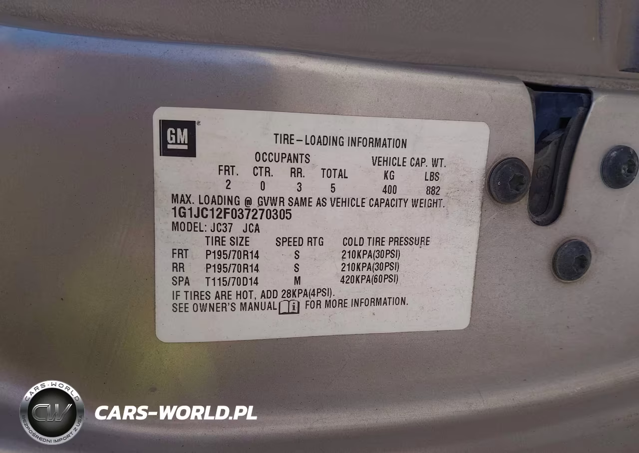 2003 Chevrolet Cavalier VIN:1G1JC12F037270305 - 9