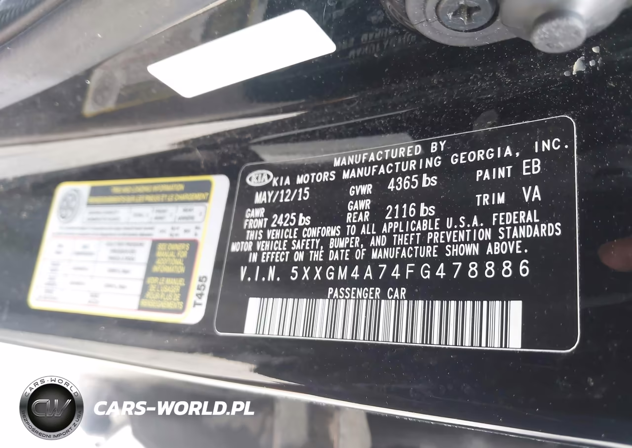 2015 Kia Optima Lx VIN:5XXGM4A74FG478886 - 9