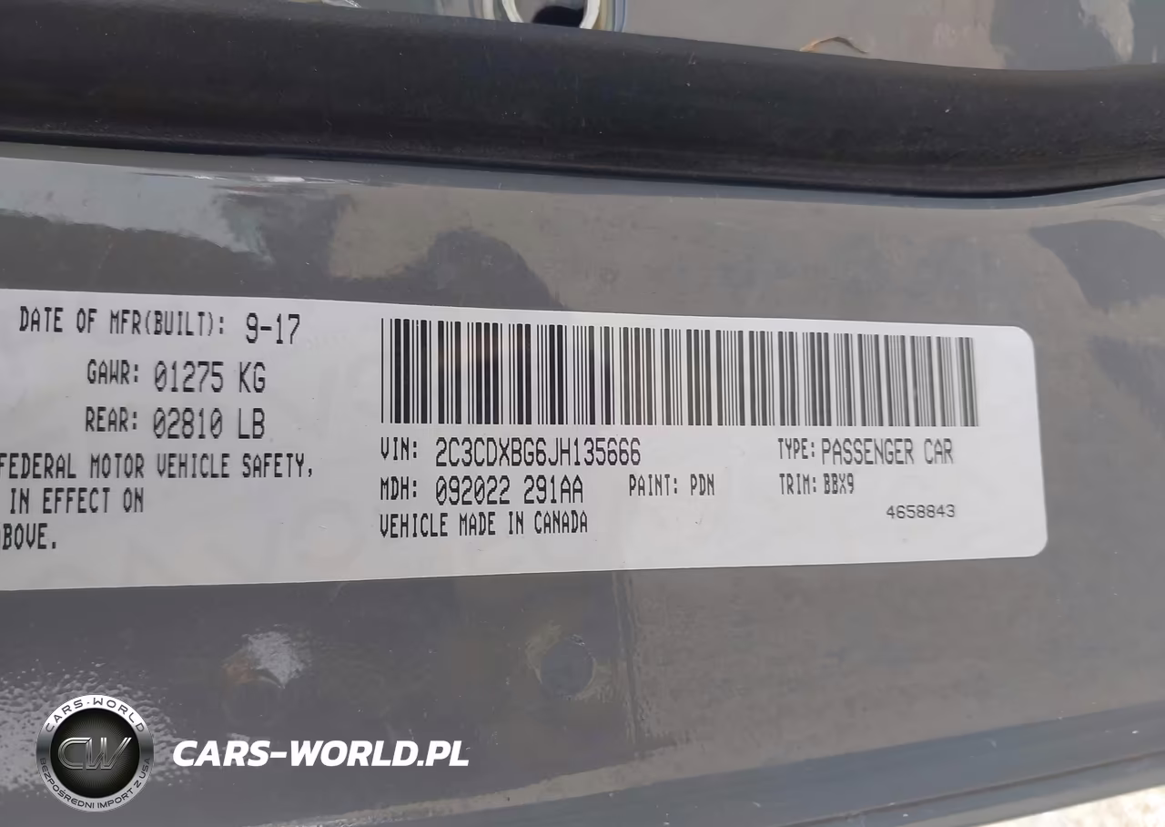 2018 Dodge Charger Sxt Rwd VIN:2C3CDXBG6JH135666 - 9