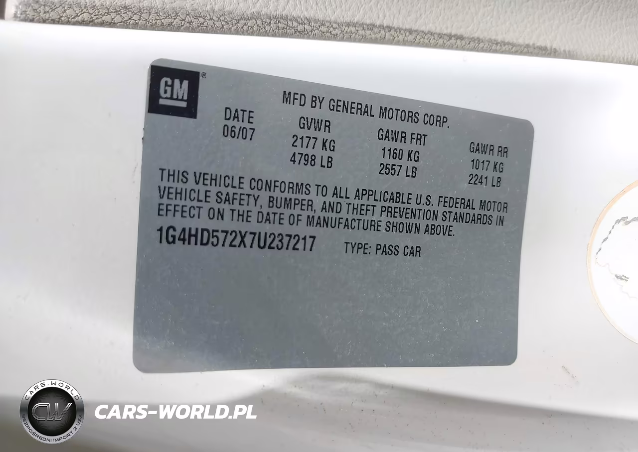 2007 Buick Lucerne Cxl VIN:1G4HD572X7U237217 - 9
