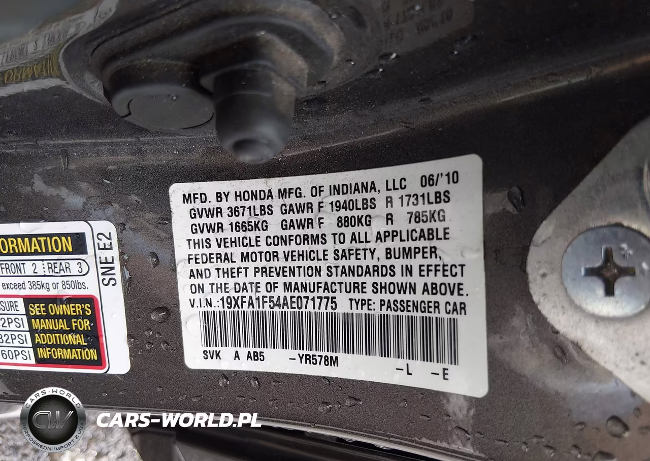 2010 Honda Civic Lx VIN:19XFA1F54AE071775 - 9